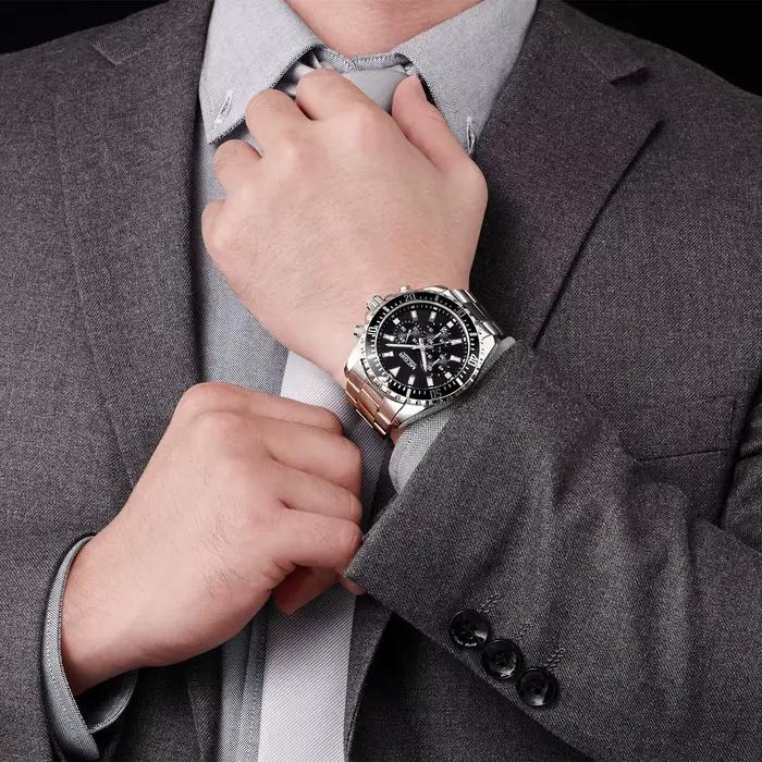 Montre à quartz en acier inoxydable pour homme