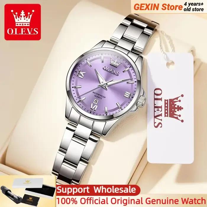 OLEVS 3668 femmes montres élégante montre en acier inoxydable lumineux étanche Date montre-bracelet dames