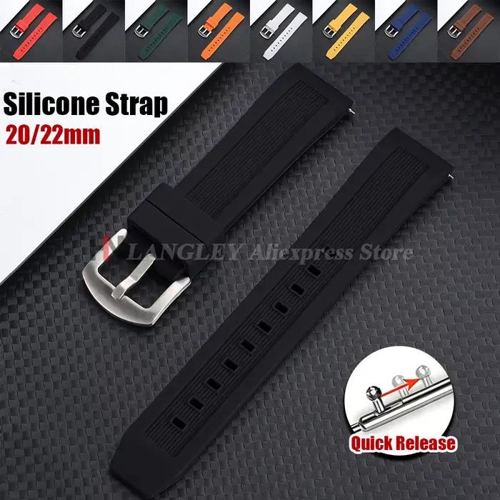 Bracelet en silicone de qualité supérieure largeur 20mm 22mm pour Citizen Seiko Omega sport étanche rapide libération polyvalent occasions spéciales