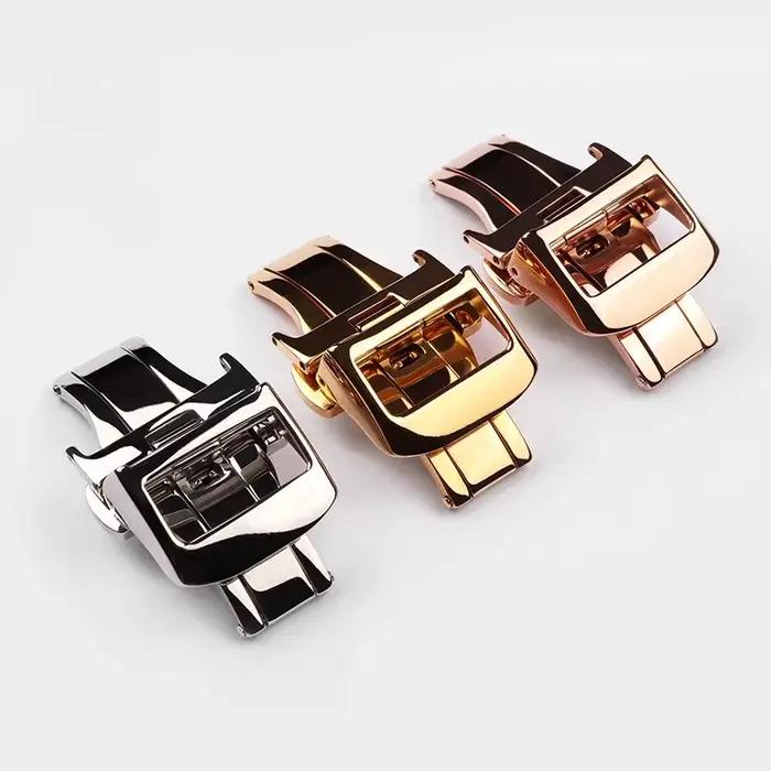 Boucle papillon déployante 16mm 18mm 20mm pour bracelet de montre en cuir Jaeger LeCoultre