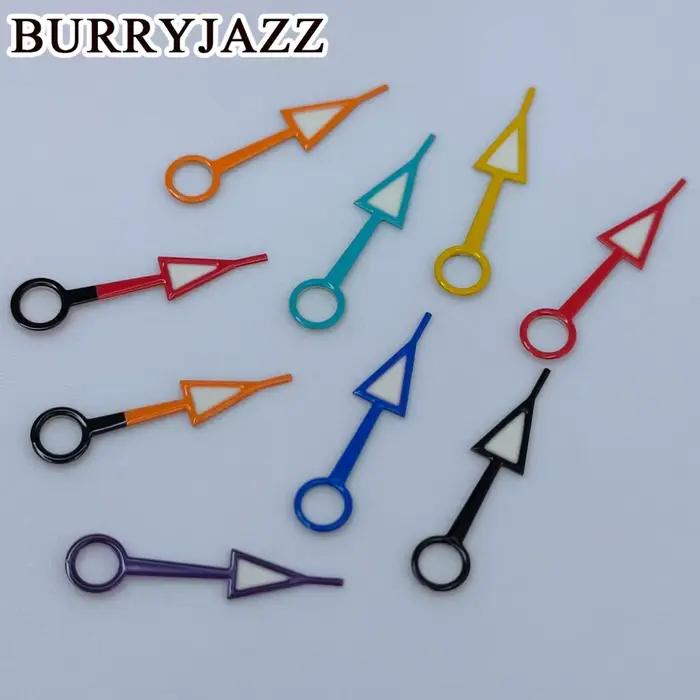BURRYJAZZ NH34 GMT aiguilles de montre noir rouge bleu jaune Orange