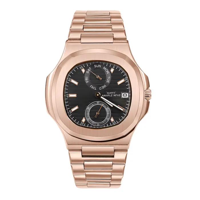 Montre NAVIFLZ NFVZ en acier inoxydable avec fonction de chronographe pour hommes pour diverses occasions et activités sportives
