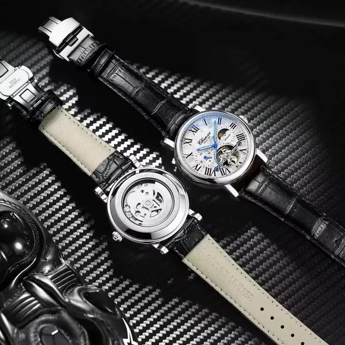 CHENghts-Montre de Luxe avec Bracelet en Cuir pour Homme