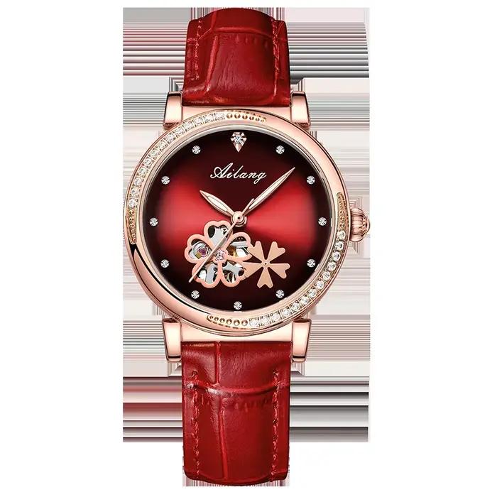 Montre Daniel Gorman en acier inoxydable avec bracelet en cuir pour homme et femme, mouvement manuel ventilé et automatique, pour occasions formelles et quotidiennes