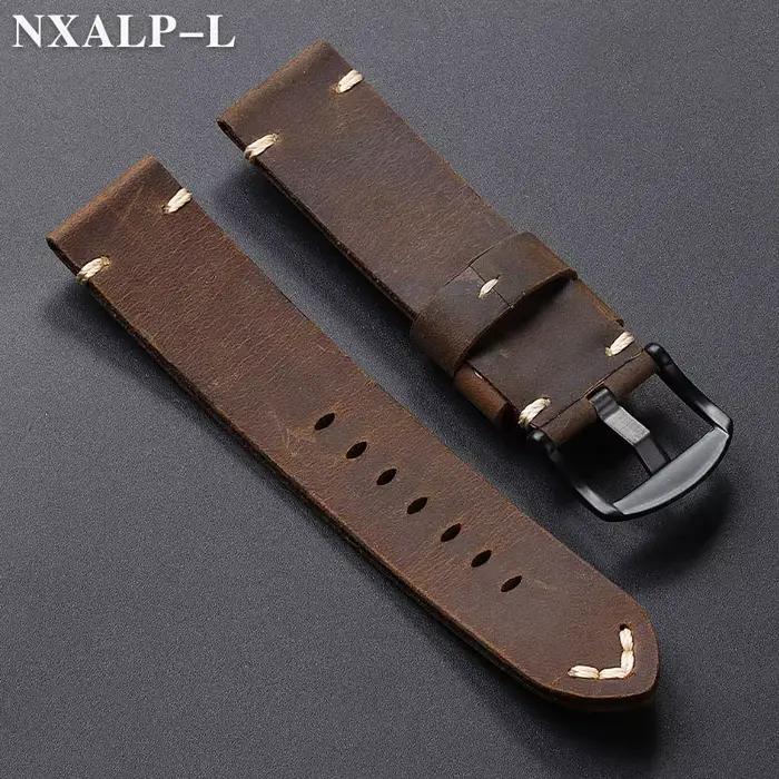 Bracelet de montre en cuir de vache première couche fait à la main