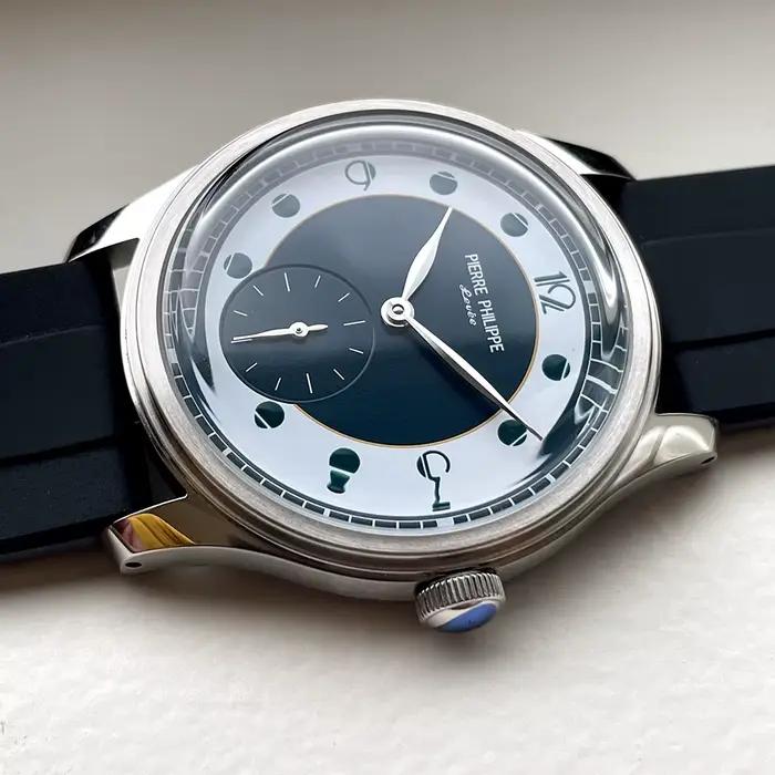 38mm PIERRE PHILIPPE montre formelle cadran bleu rétro flèche pilote