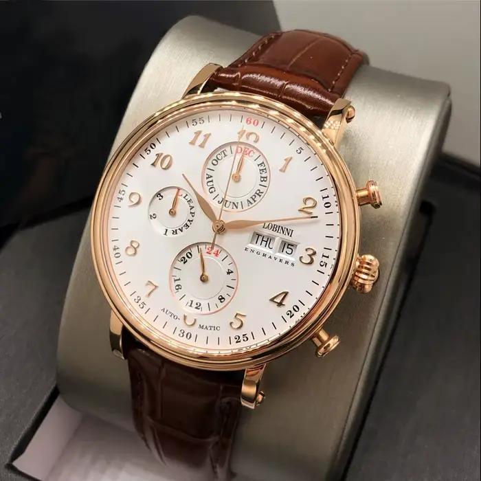Montres pour hommes suisse LOBINNI marque de luxe calendrier perpétuel multi-fonction mouette automatique mécanique saphir L13019-6
