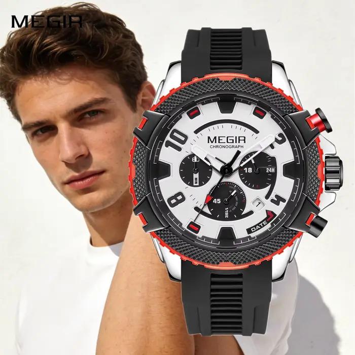 Montre à quartz pour homme MEGIR avec cadran chronographe de 48 mm