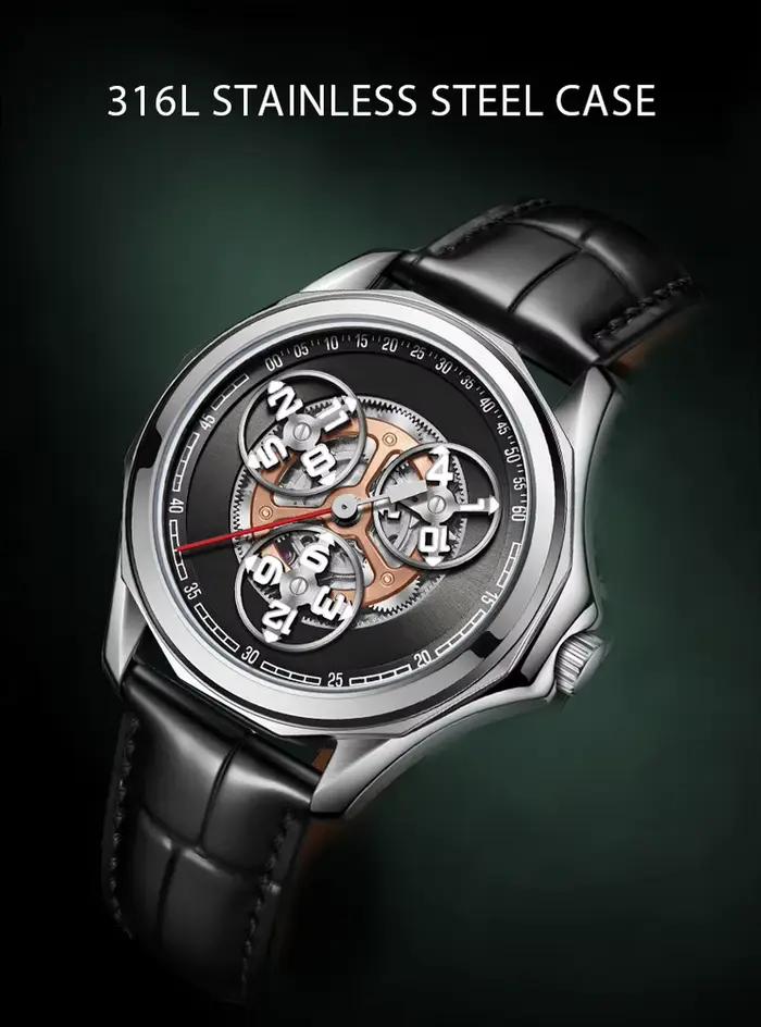 Montre mécanique LOBINNI pour homme édition limitée automatique avec cristal de saphir pour diverses occasions formelles et informelles