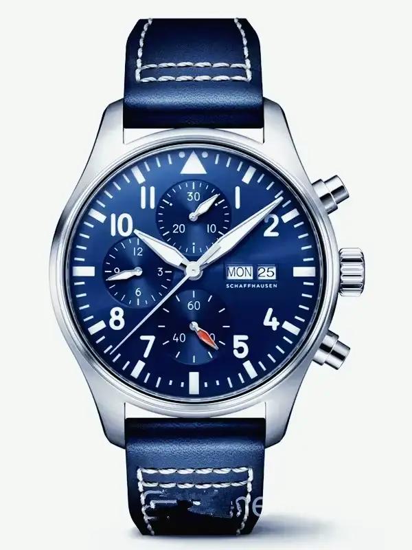 Montres mécaniques de pilote Le Petit Prince 43 mm Premium 2026 et bracelet en cuir robuste bleu-marron rétro sport lumineux décontracté