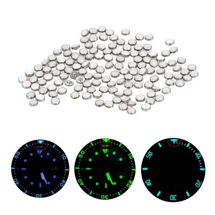Perles blanches bleu vert lumineux Pip montre lunette insérer 12 heures Lume Pearl Dot Mod pièces de rechange