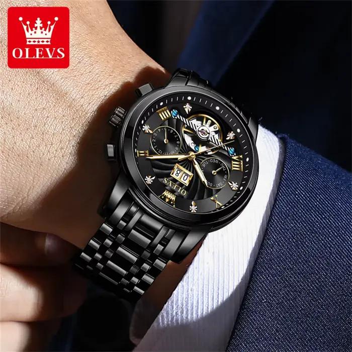 OLEVS classique hommes montres Tourbillon multi-fonction entièrement automatique