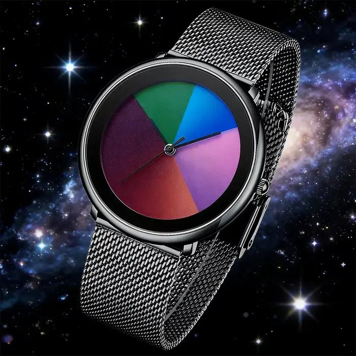 Montre LIGE Femme avec Cadran Changeant de Couleur, Bracelet en Maille, Étanche et Quartz Pour Femmes Occasions Spéciales Casual