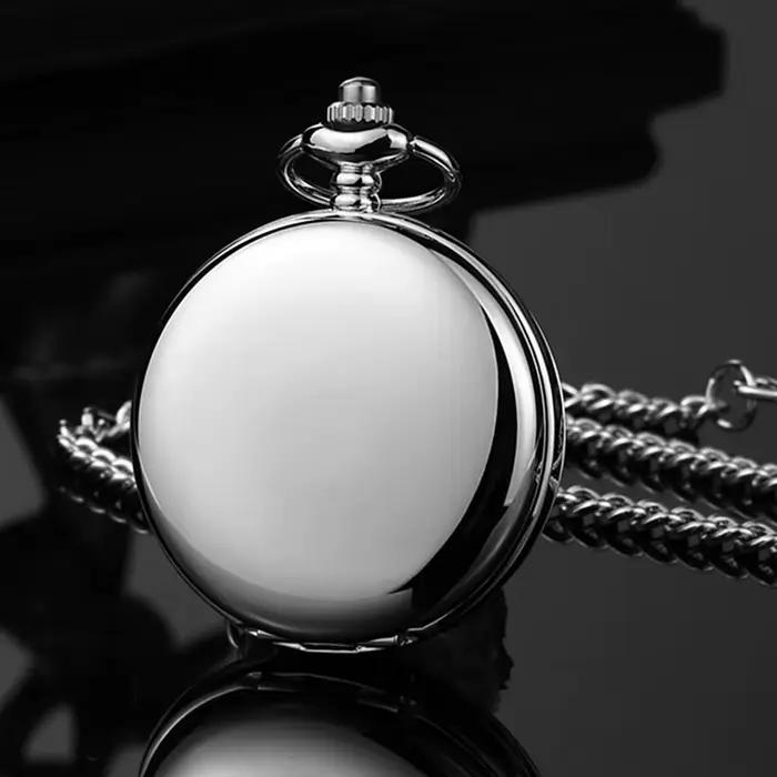 Montre de poche en argent lisse de luxe RUNERR avec chaîne unisexe pour hommes et femmes occasions spéciales