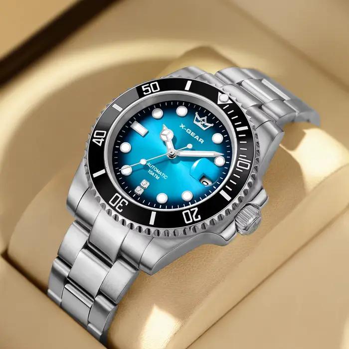 Montre fantôme d'eau bleu profond classique pour hommes