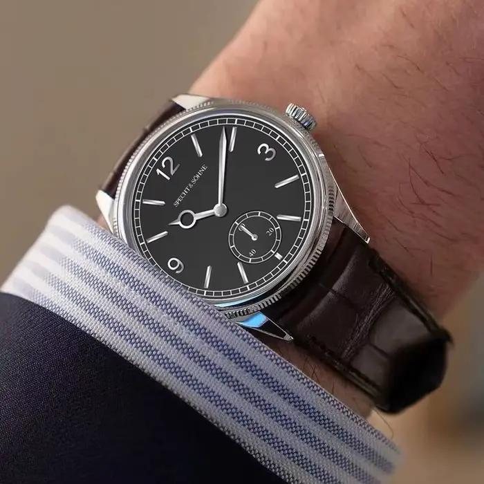 Specht & Söhne nouveau bleu glace 1908 hommes montre chronographe automatique mécanique montre-bracelet bracelet en cuir véritable montres Vintage