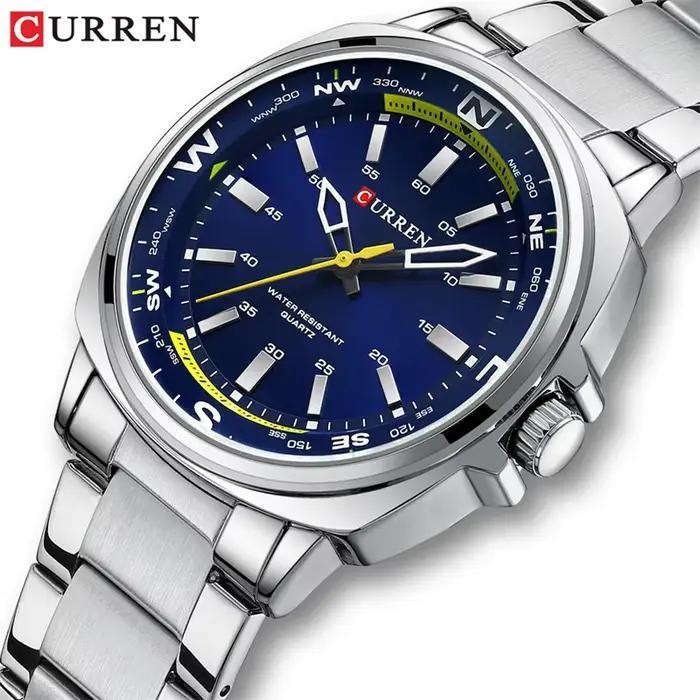 CURREN 8455 montre à Quartz de mode pour hommes affaires bracelet en acier inoxydable veilleuse étanche