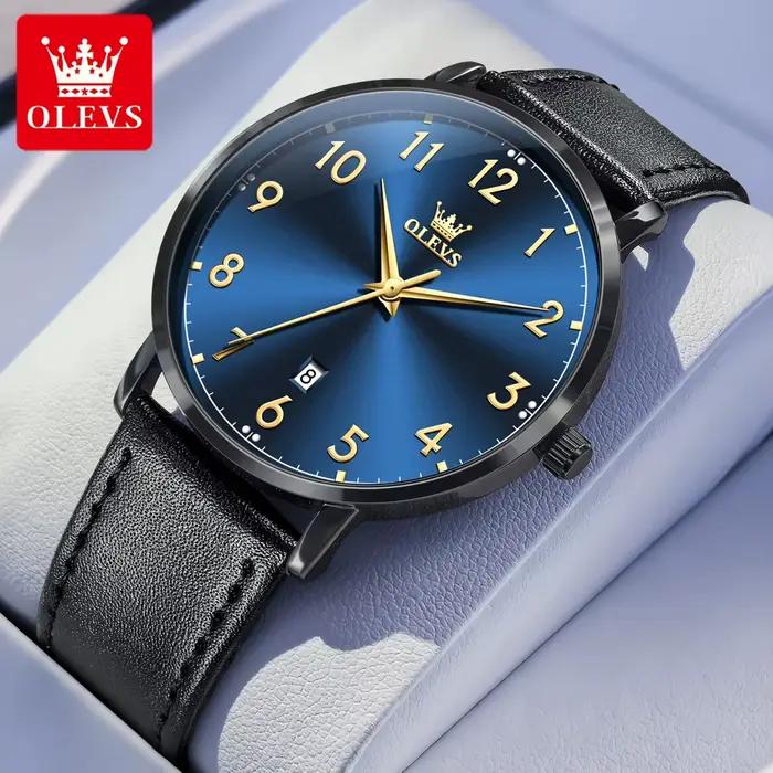 Montre homme OLEVS 5653 minimaliste quartz cadran numérique résistante à l'eau et aux chocs pour diverses occasions