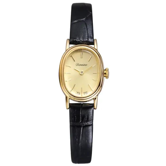 Femmes montre pour filles Quartz Reloj Mujer petite taille ovale or vert cadran