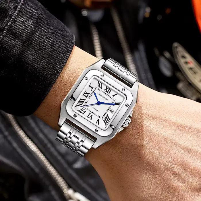 Montre mécanique automatique carrée élégante pour homme résistante à l'eau idéale pour toutes les occasions cadeau spécial