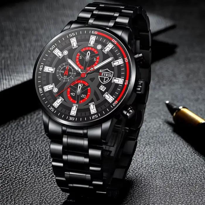Montre de sport à quartz noire pour homme