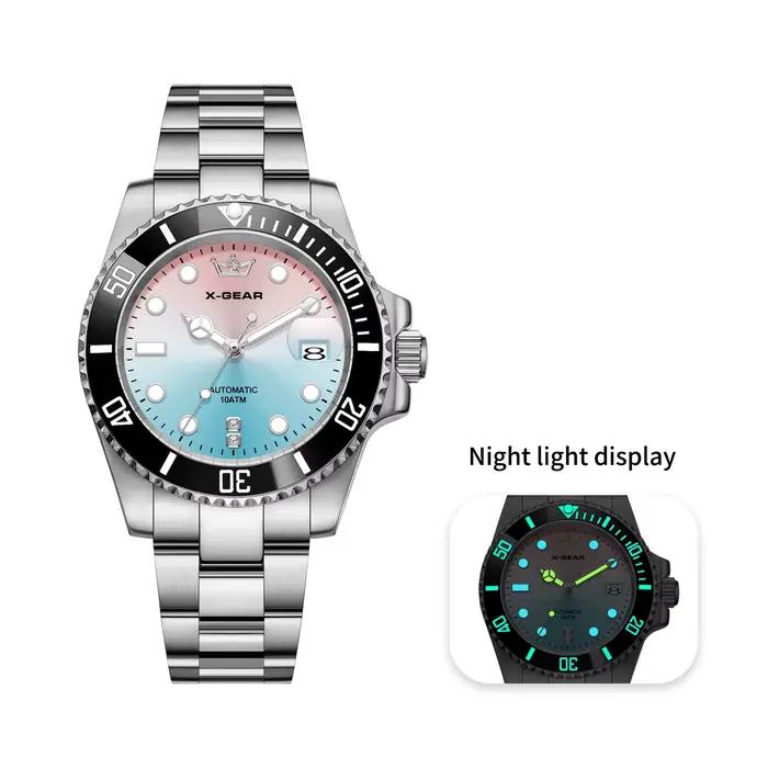 Montre mécanique automatique de luxe X-GEAR – Montre-bracelet sportive pour homme en acier inoxydable étanche