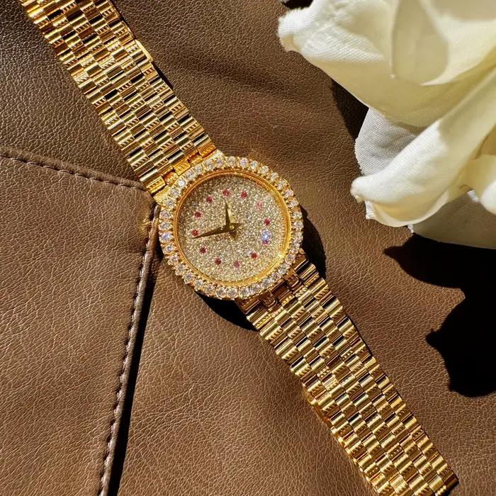 Dainty-Montre en acier inoxydable plaqué or 24 carats pour femme