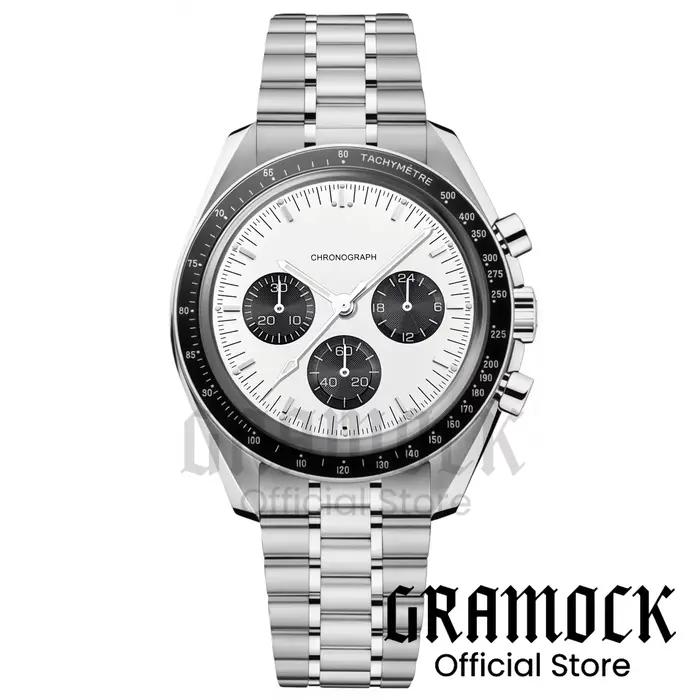 Montre multifonction à quartz VK63A pour homme résistante à l'eau avec affichage de la vitesse et de la phase de la lune occasions spéciales et quotidiennes