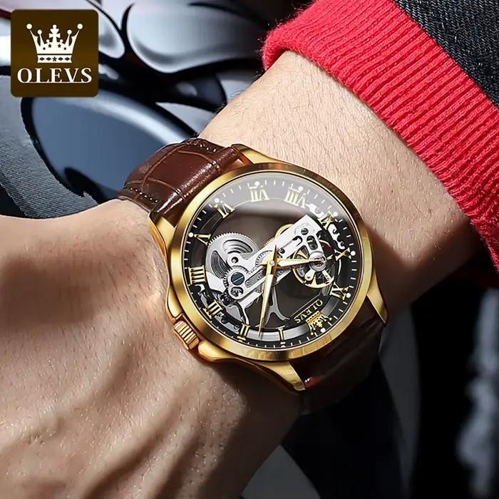 OLEVS 6661 montre homme squelette automatique