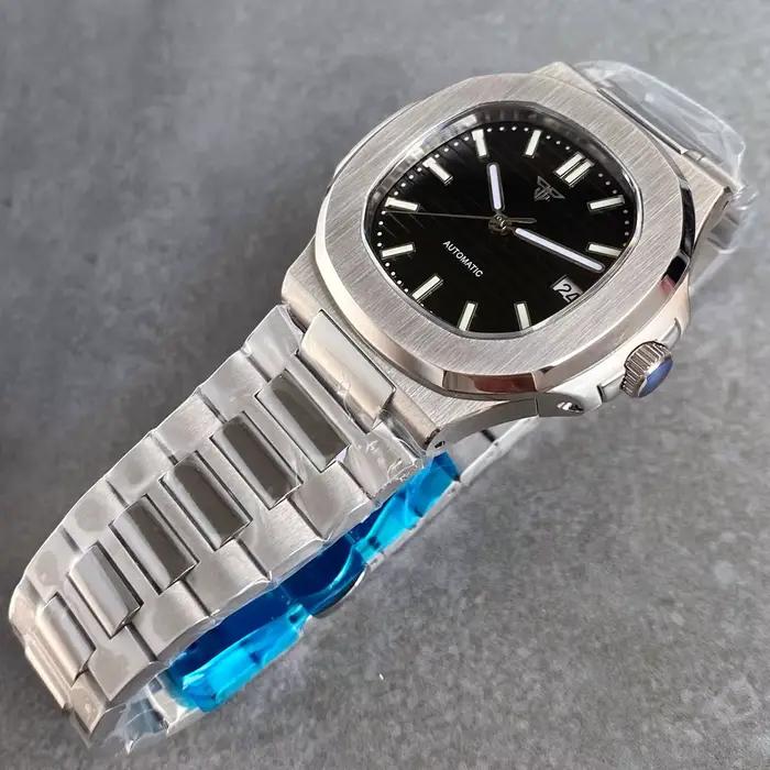 Montre Tandorio Automatique Boîtier Carré Acier Inoxydable Résistante à L'eau Occasions Spéciales Plongée Hommes