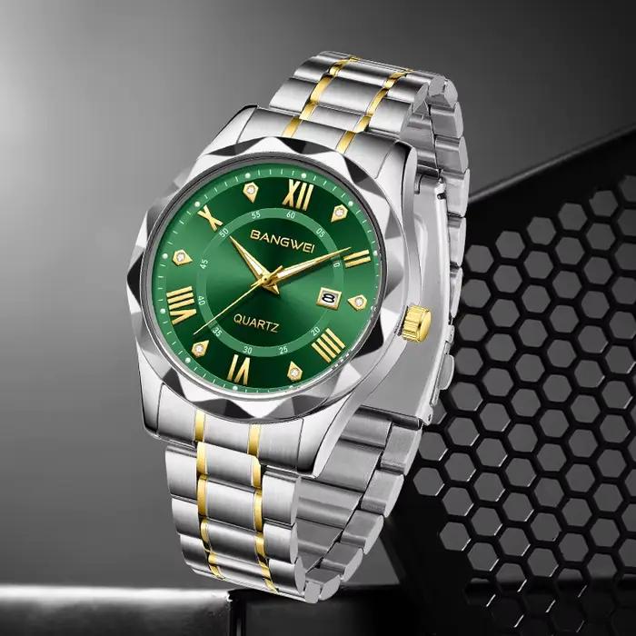 Montre de luxe LIGE BangWei, montre-bracelet à quartz pour homme, style business décontracté, bracelet en acier inoxydable, étanche, date automatique, Reloj Hombre + boîte