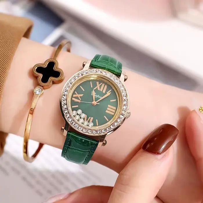 Nouvelle montre verte vintage tendance pour femme