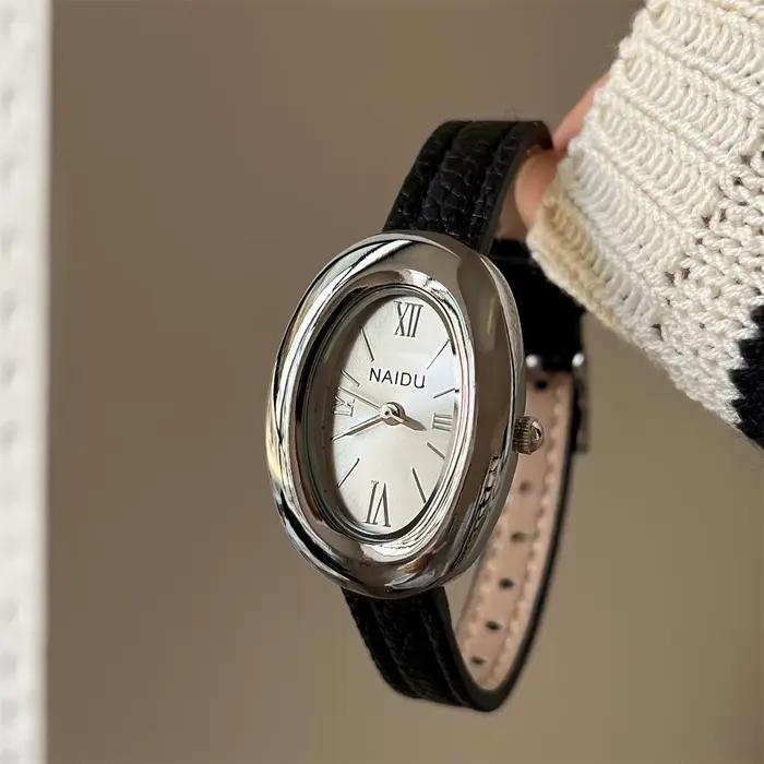 Vintage cadran ovale femmes montre bracelet en cuir décontracté analogique montres à Quartz femme montre-bracelet livraison directe horloge Reloj De Mujer