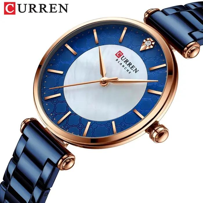Montres pour femmes marque de luxe CURREN élégant mince montre-bracelet à Quartz avec acier inoxydable Simple femme horloge