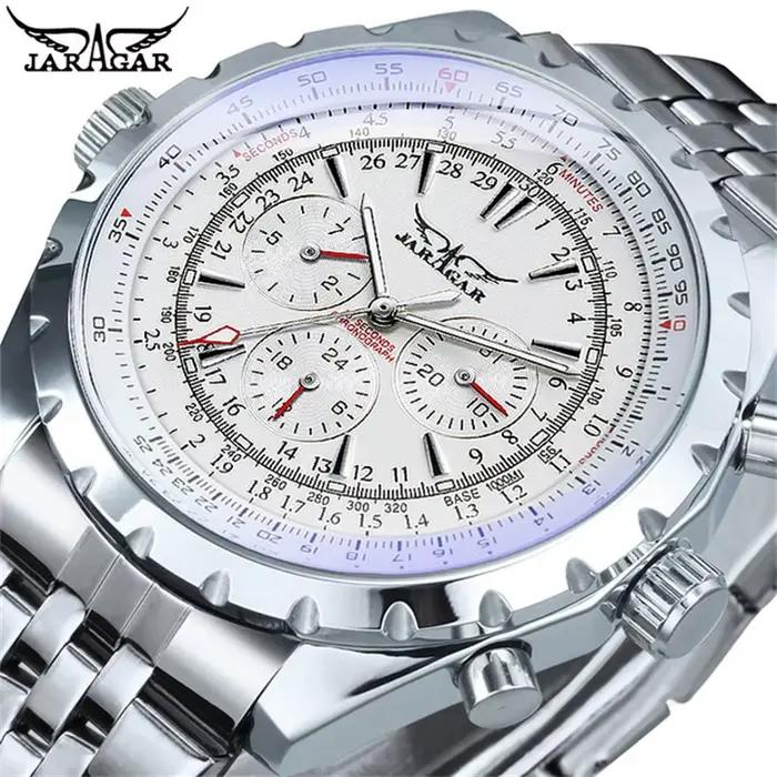 JARAGAR 212 mode hommes montre mécanique automatique étanche en acier inoxydable calendrier lumineux luxe homme d'affaires montres