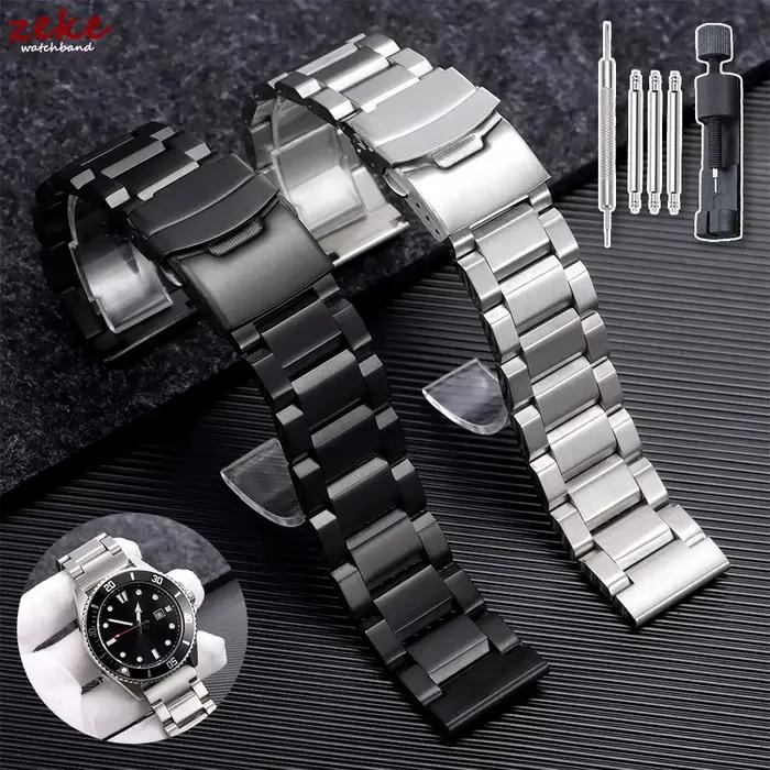 Bracelet noir argenté pour Seiko