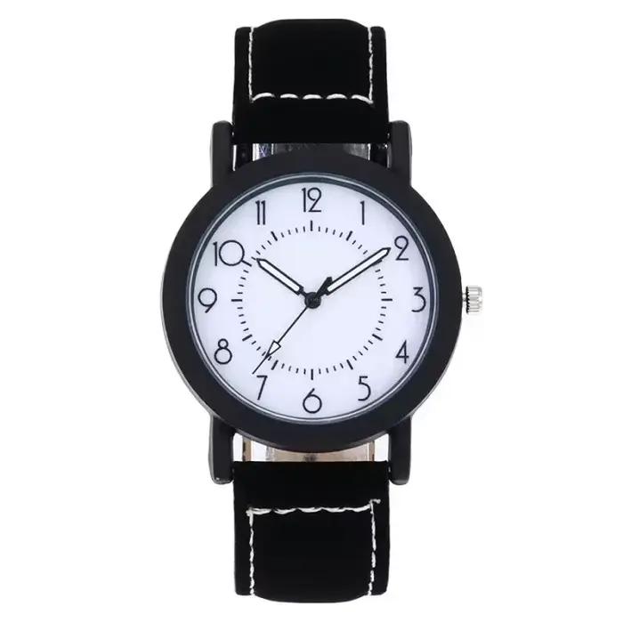 Montre-bracelet Quartz pour Femmes avec Grand Cadran et Bracelet en PU Blanc Brun Ivoire Occasions Spéciales