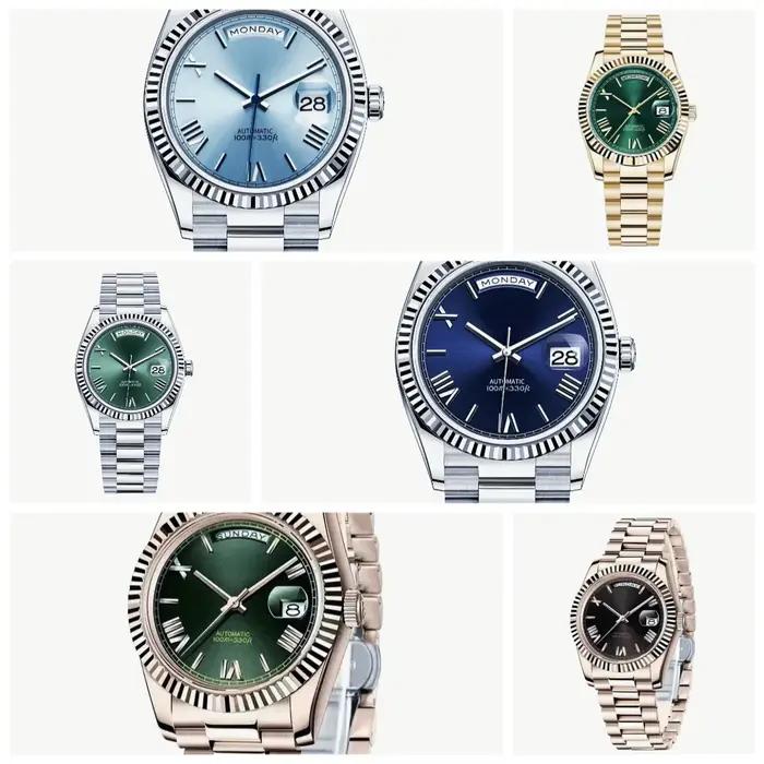Montres mécaniques automatiques de luxe unisexes 36 mm 40 mm avec fonction jour et date