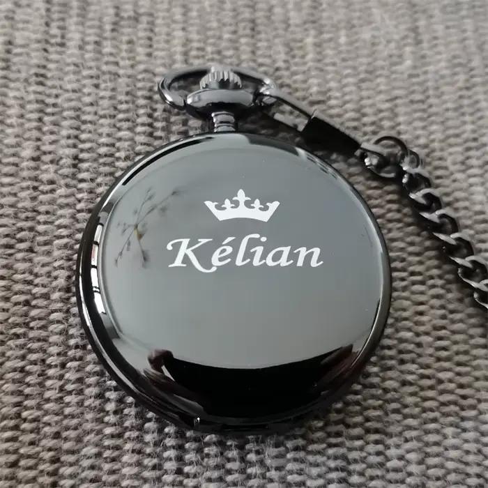 Montre de poche vintage personnalisable avec gravure nom texte pour hommes et femmes cadeau occasion spéciale garçon d'honneur mariage anniversaire