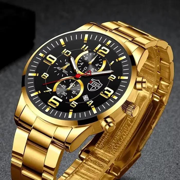 Montres de sport à quartz en acier inoxydable pour hommes