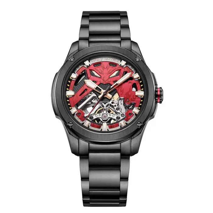 WM montre automatique mécanique squelette homme collaboration quatre créatures mythiques 70 heures réserve de marche
