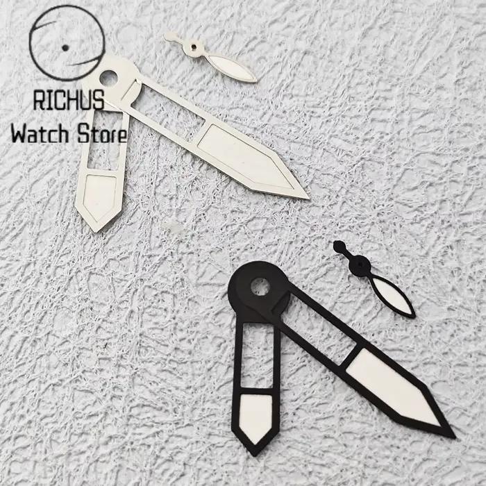RICHUS ETA6497 argent/noir aiguilles de montre vert lumineux ajustement ETA 6497 6498 ST3600 3620 mouvement