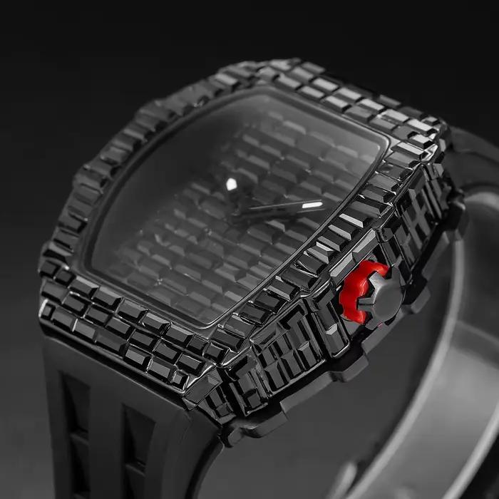 Montre-Bracelet Rectangulaire Noire pour Homme