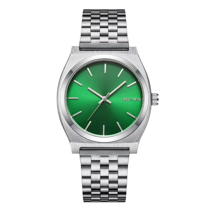 Montre de Luxe à Grand Cadran Vert Élégante Bracelet en Acier Quartz Étanche Occasions Spéciales Cadeau
