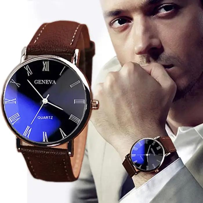Montre genève vintage classique pour hommes