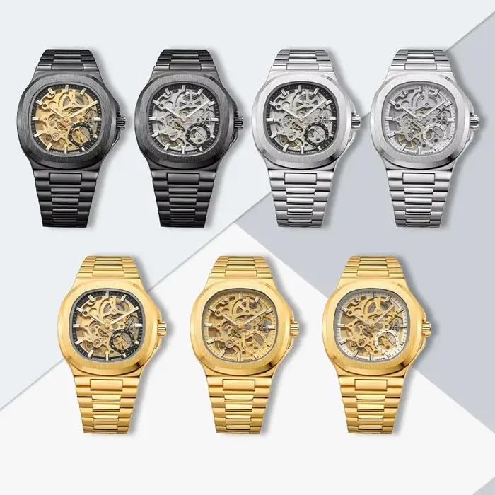 Nouvelle montre automatique en argent pour hommes avec cadran en diamant 3D Tourbillon irrégulier conception squelette aiguilles lumineuses montre-bracelet mécanique