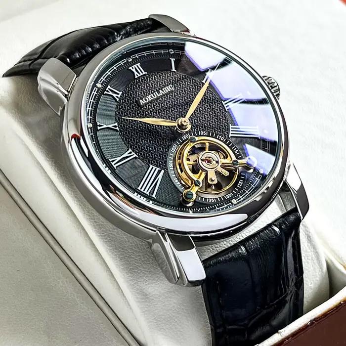 AOKULASIC Montre mécanique de luxe pour homme étanche automatique décontractée sport business tourbillon