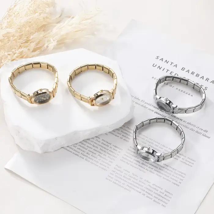 Mode hommes femmes en acier inoxydable rond Simple montre Bracelet