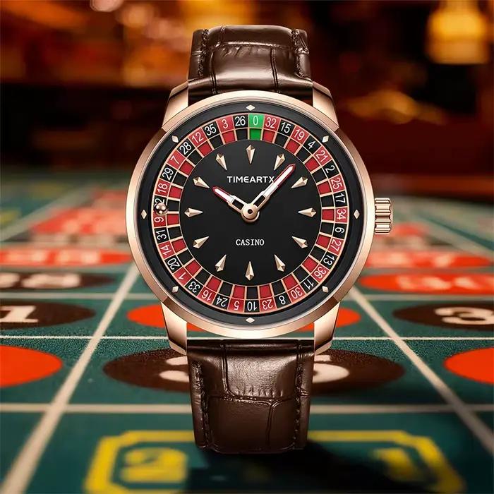 Montre TIMEARTX à Quartz Style Luxe Cuir Vachette Boucle Ardillon Occasions Spéciales Homme Plongeur Élégante Étanche 3 Bars