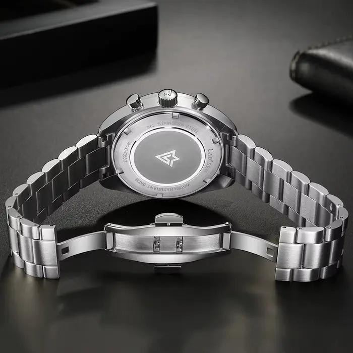 CADISEN montre chronographe de Sport pour hommes japon VD53 Movt montres à Quartz verre saphir montre-bracelet en acier